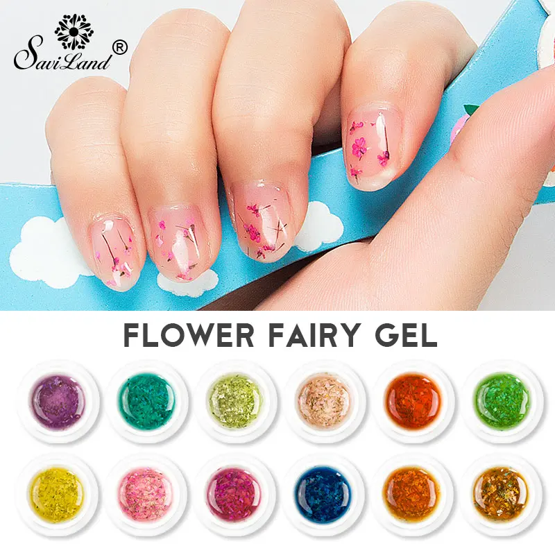 Buy Saviland Flowers Nail Gel Polish Natural Dried