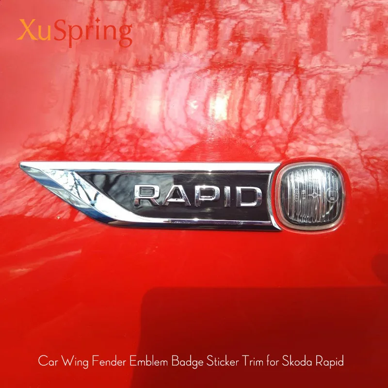 

For Skoda Rapid 2012 2013 20114 2015 2016 Door Side Wing Fender Emblem Badge Sticker Trim Side Standard Garnish Car Styling