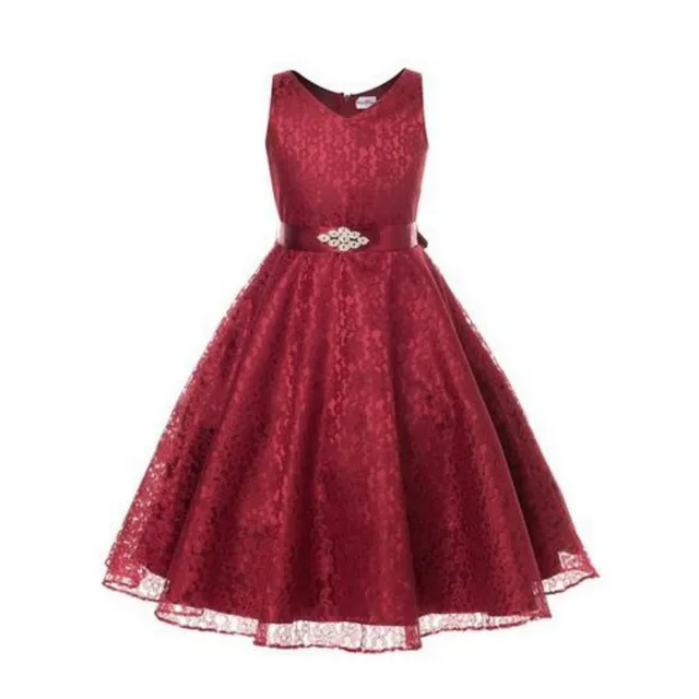 Girls Party Dress Kids Elegant Ceremonies Wedding Birthday Dresses Lace Prom Gowns M2-in Dresses