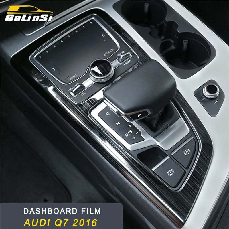 

GELINSI for Audi Q7 4M 2016 2017 2018 Car Styling Gear Shift Panel Chrome Cover Trim Frame Sticker Interior Accessories