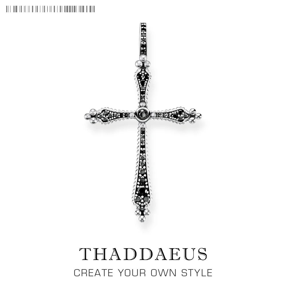 Подвеска с черным королевским крестом, мода, 925 пробы серебряные ювелирные изделия Thomas Bijoux, ожерелье, аксессуары, подарок для мужчин и женщин