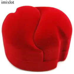 Imixlot красный двойной сердце стекаются Jewelry Коробки для Для мужчин Для женщин Пара Кольца обручальные кольца упаковки и Дисплей случаях