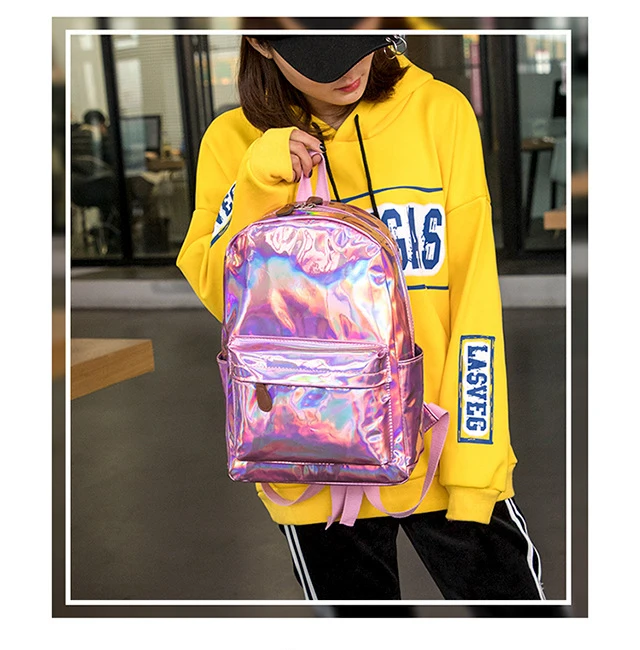 Голографическая Маленькая женская сумка рюкзак для девочек-подростков Feminina школьные сумки модные женские Мини дорожные школьные сумки