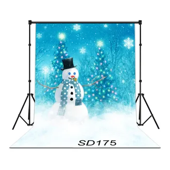 

LB Polyester & Vinyl Christmas Snowman Wearing Blue Polka Dot Scarf Snowflake Backgrounds For Photo Studio Photography Backdrops