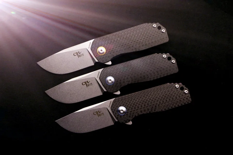 

Brand CH CH3005 Mini Pocket Folding Knife AUS-8 Blade TC4 titanium&CF Handle utility EDC outdoor camping knife survival tool