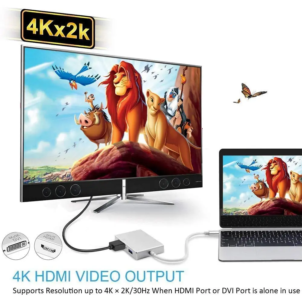 4 в 1 USB 3 C Type к HDMI VGA DVI 0 кабель адаптер для ноутбука MacBook/MacBook Pro/Dell XPS/Samsung Galaxy|Кабели