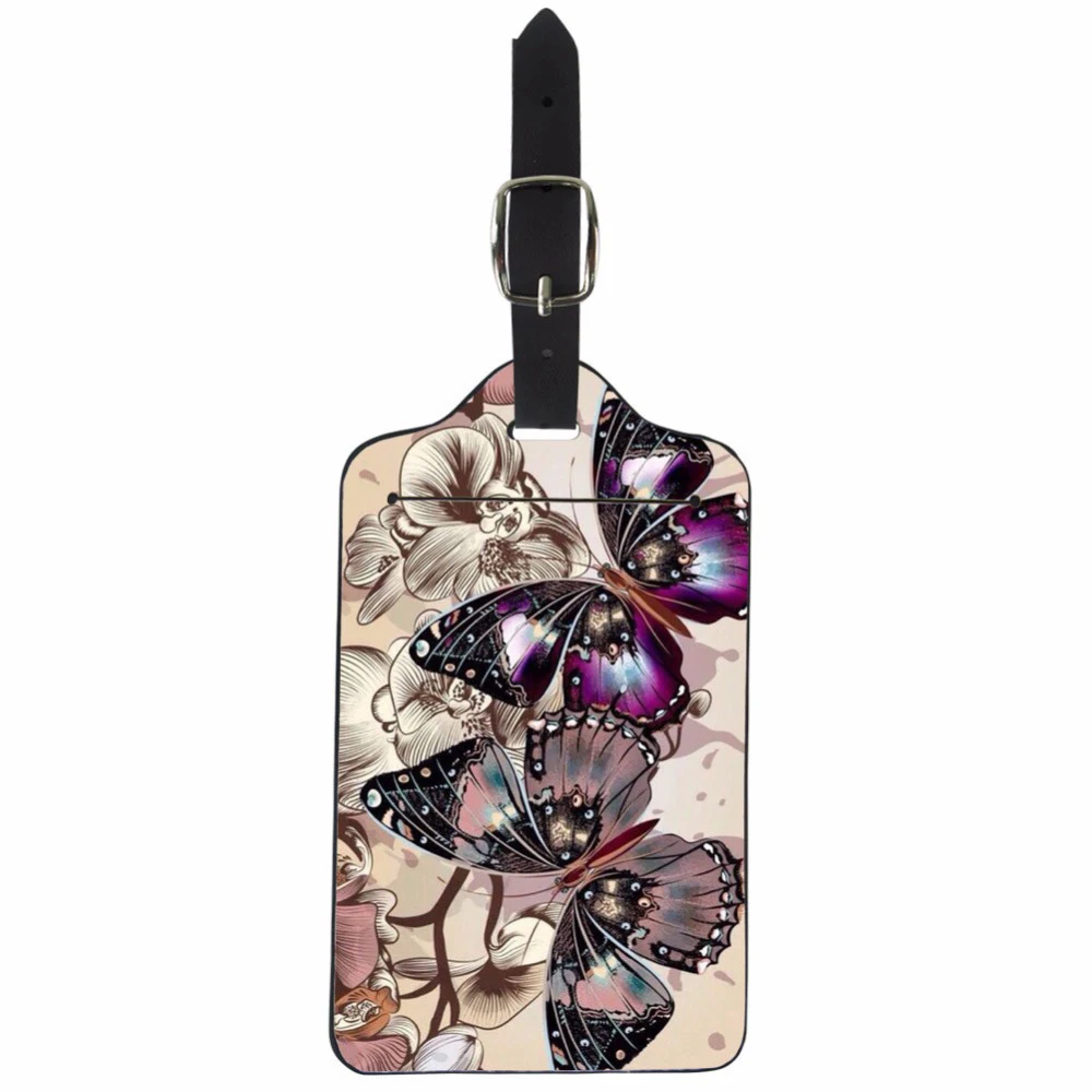 

ThiKin Cartoon Butterfly Suitcase Luggage Tag ID Address Holder Baggage Label Identifier Travel Accessories Luggage Label