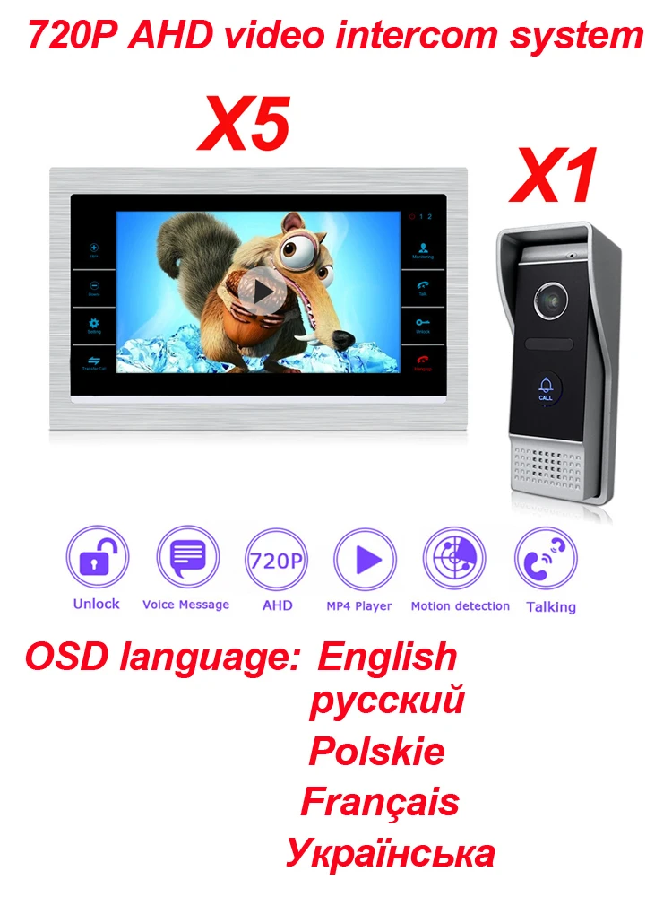 720P AHD video intercom 1-5