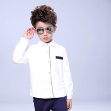 Коллекция года, осенне-зимняя детская одежда рубашки для мальчиков однотонная тонкая хлопковая рубашка с длинными рукавами для маленьких мальчиков, Детские повседневные Рубашки, Топы