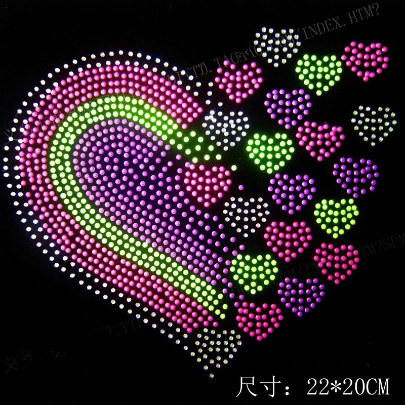 

Love heart design hot fix rhinestone motif iron on crystal transfers design rhinestones fix patches for shirt