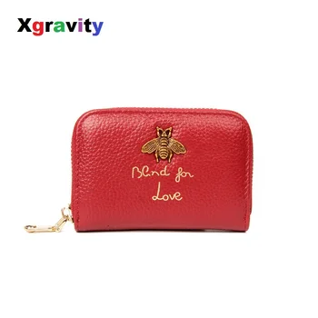 

Xgravity Cute Lady Fashion ID Card Holders Woman Causal Cartoon Wallet Genuine Leather Purses Credit Cart Wallets For Girls H150