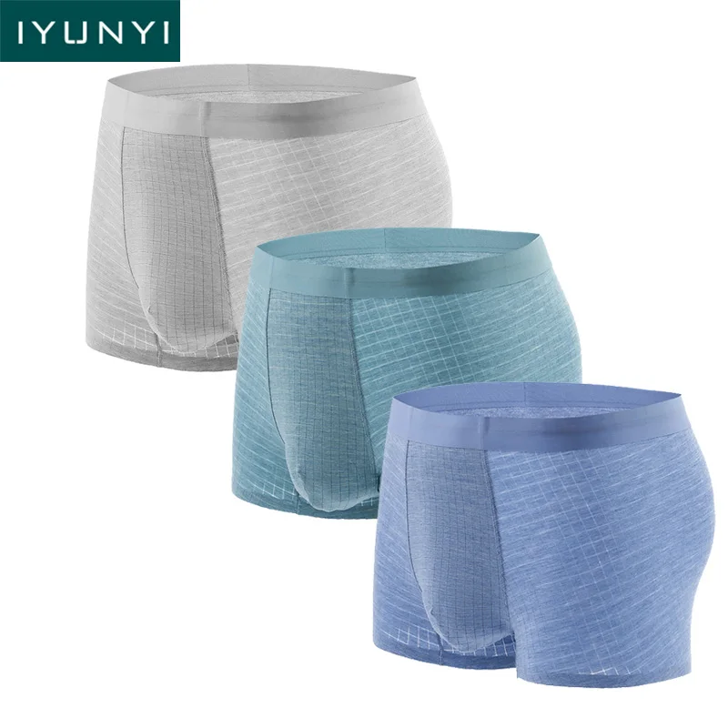 

IYUNYI 3pcs/lot Men Seamless Underwear Boxer Modal Breathable Flexible Boxer Shorts U Convex Pouch Male Panties Underpants