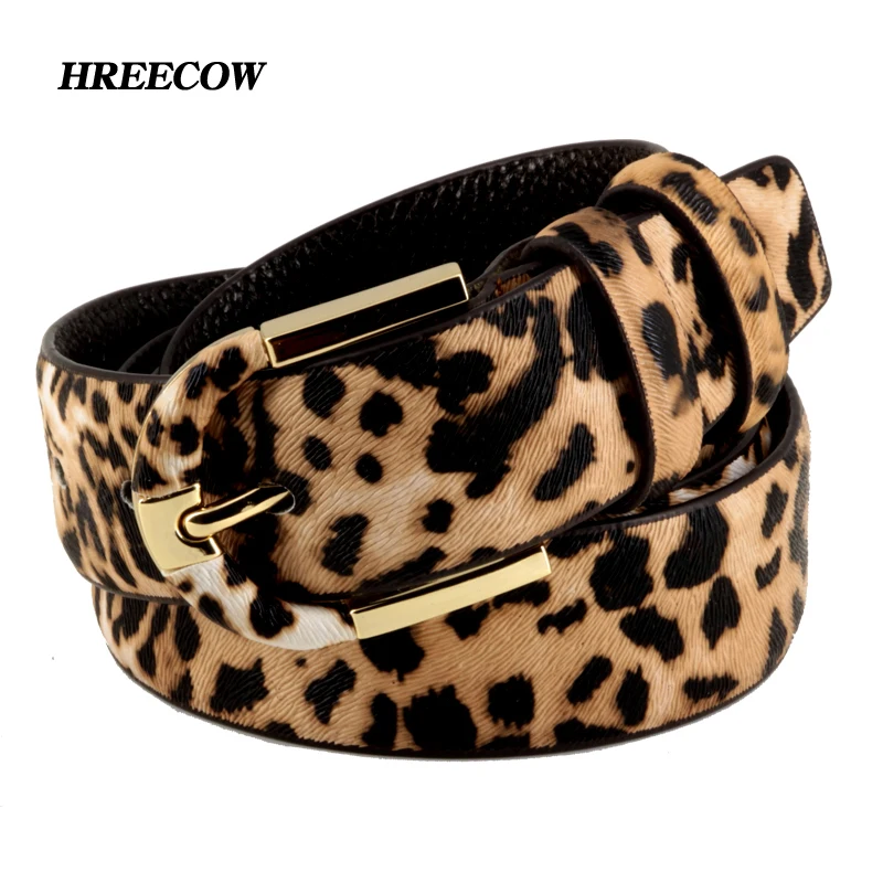 Cinturón de cuero auténtico + PVC con estampado de leopardo para mujer, cinturón de moda con hebilla y cintura para mujer, cinturón de cuero para mujer