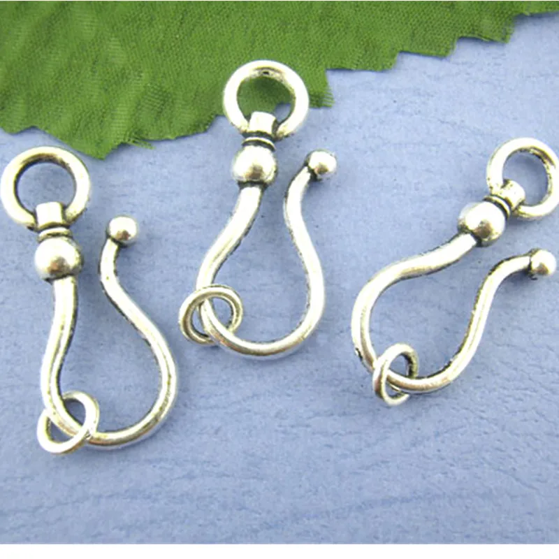 10Sets Silver Tone Large Hook Metal Toggle Clasps Jewelry Making Findings 15x38mmin Jewelry