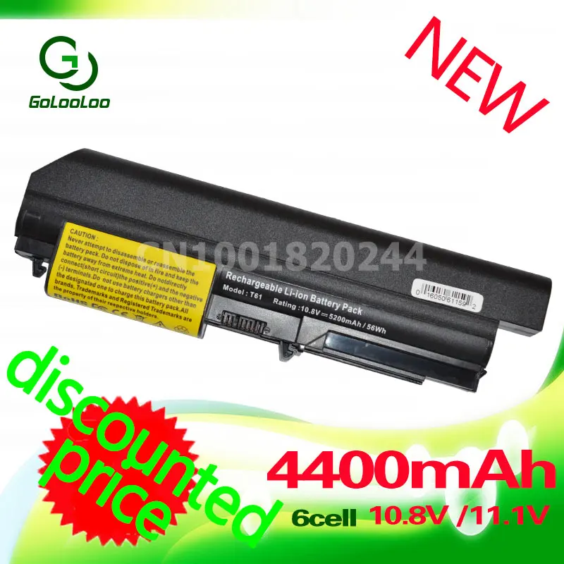 

Golooloo 4400mAh Battery for lenovo ThinkPad R400 R61 R61i T400 T61 T61p 41U3196 42T5226 42T5228 42T4552 42T5225 42T5227