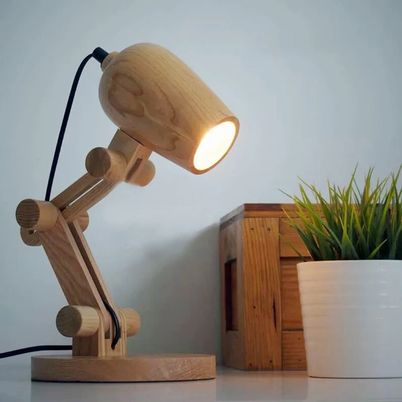 Newest Design Wood Table lamps Desk light Living Room Bedroom Decor 110-240V solid wood table lighting (7)