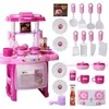 Детский кухонный набор, Детские кухонные игрушки, большая кухонная модель для приготовления пищи, игрушечная игрушка для девочек и малышей - Цвет: Розовый