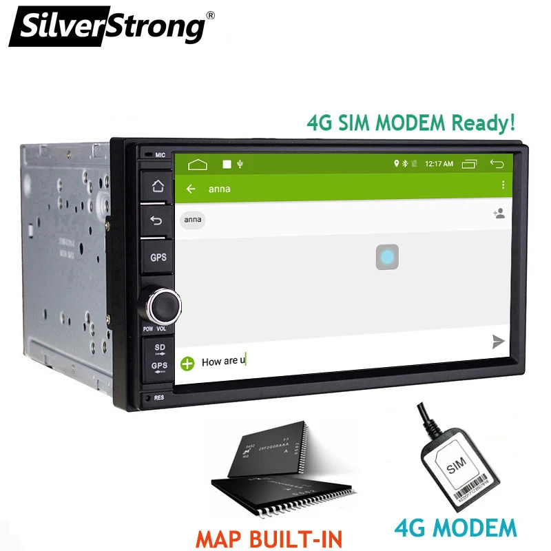 Clearance SilverStrong 7inch Android9.0 Universal 2 DIN Car DVD 4G Internet SIM Modem Car Radio Auto Stereo GPS KD7000 5