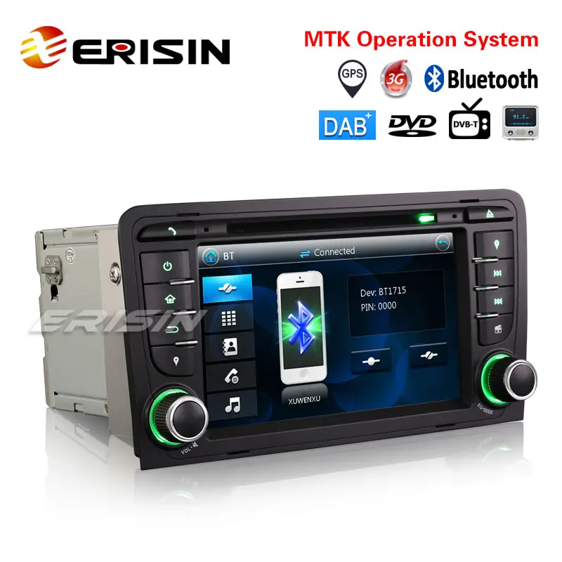 Erisin ES7147A Wince 6 0 2 Din 7 дюймовый автомобильный DVD плеер MTK GPS Sat Nav 3G DAB + Bluetooth система для