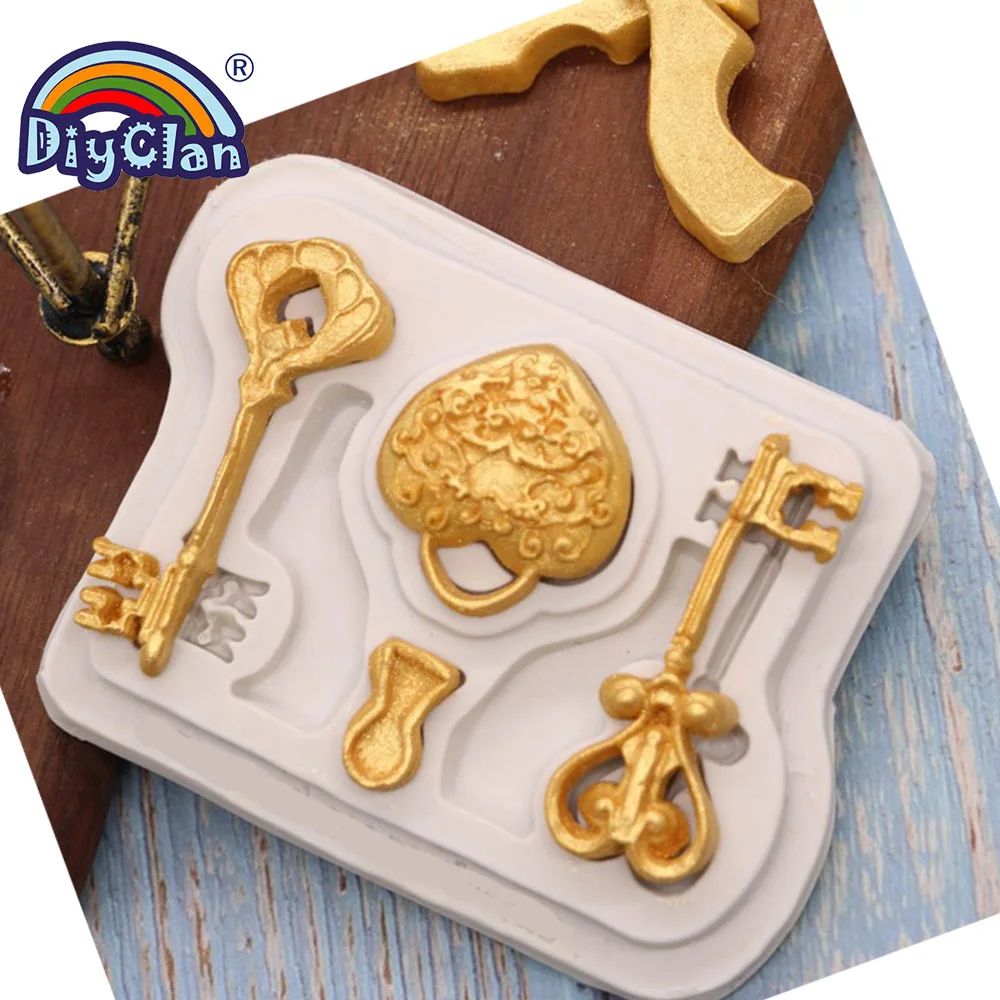 

DIY Key shape silicone fondant cake mold keys chocolate cupcake resin silicone molds clay cake tools for the kitchen baking