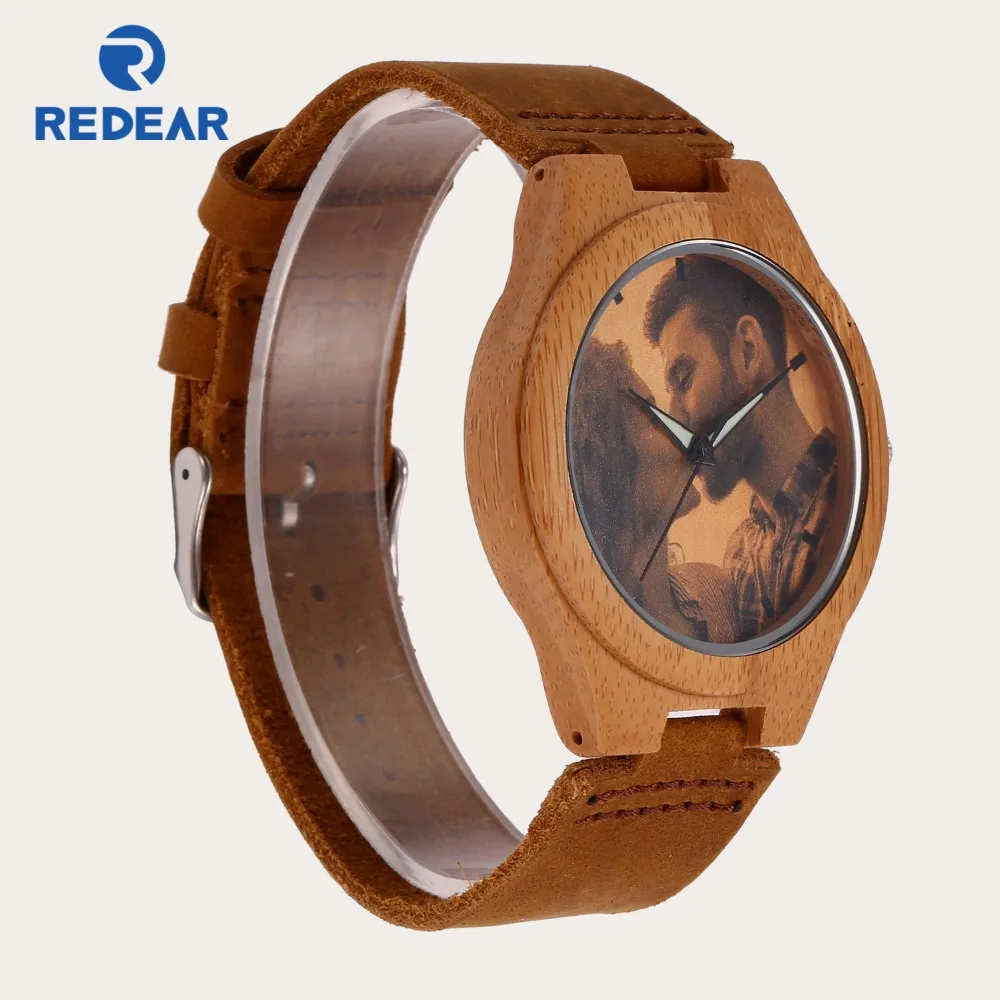 Creative Gift Wood Watch Men Women Lovers Photos UV Printing on Wooden Watch OEM Customized Gift