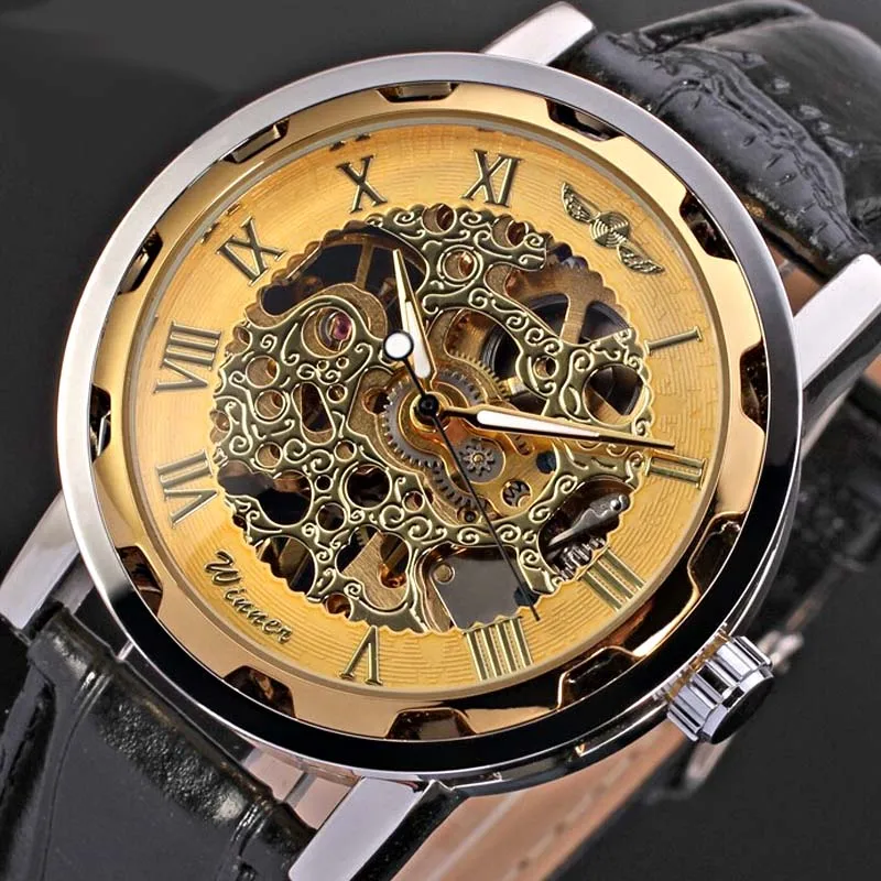 winner men's skeleton watch