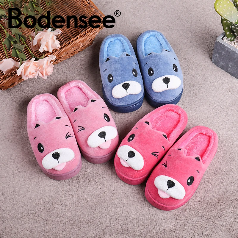 Kopen Bodensee Meisjes Jongens Katoen Slippers Kinderen Slippers Indoor Kinderen Slip on Leuke Hond Goede Kwaliteit Warm Houden Cartoon Schoen