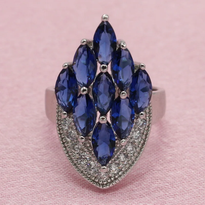 Koop Koningsblauw Multicolor Zirconia 925 Zilveren Sieraden Sets Voor Vrouwen Oorbellen Ketting Hanger Ring Armband Gratis Gift Boxs