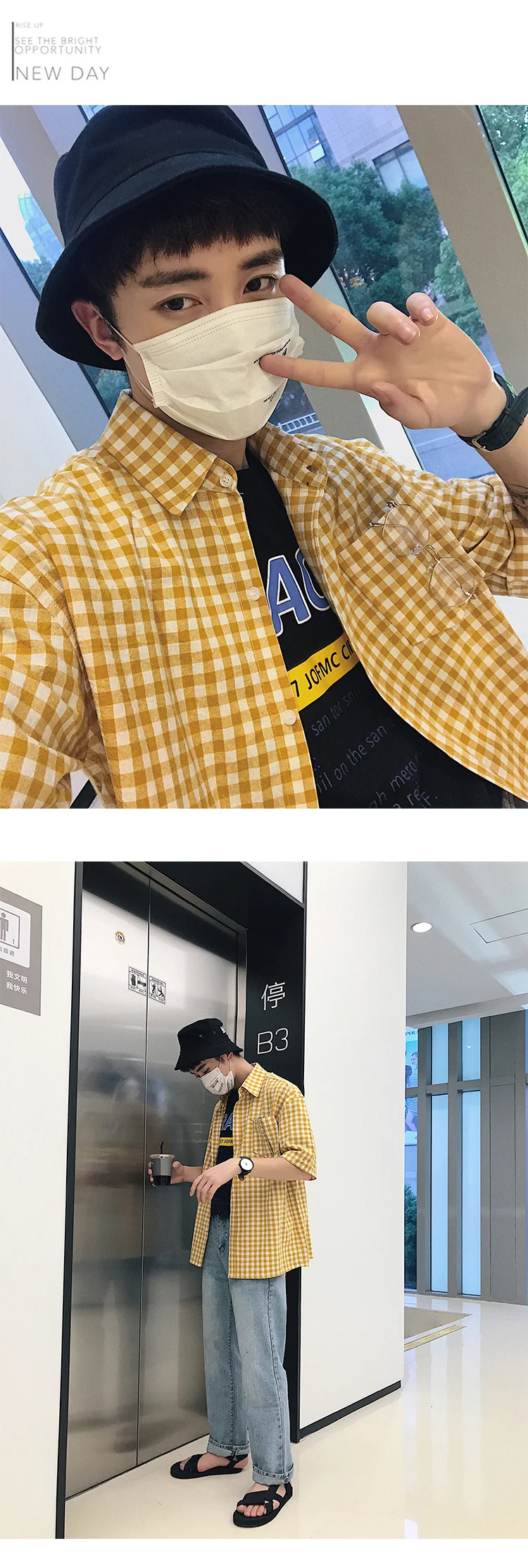 Летние шорты рукав мужской подростков корейский легко решетки студент Для досуга половина рубашка camisa Социальные camiseta masculina Мода