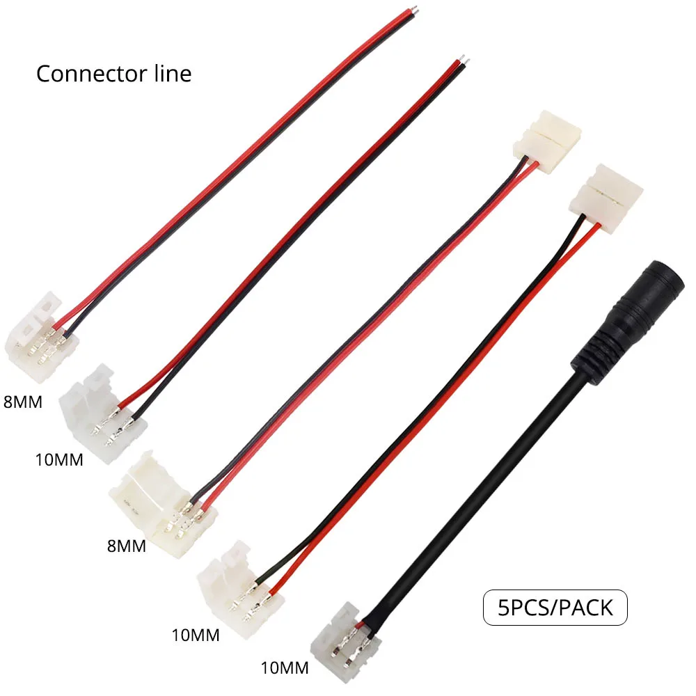 5PCS Free soldering 2PIN LED strip Connector 8mm 10mm for single color LED strip 5050 5630 5730 2PIN LED Connector DC Connector images - 6