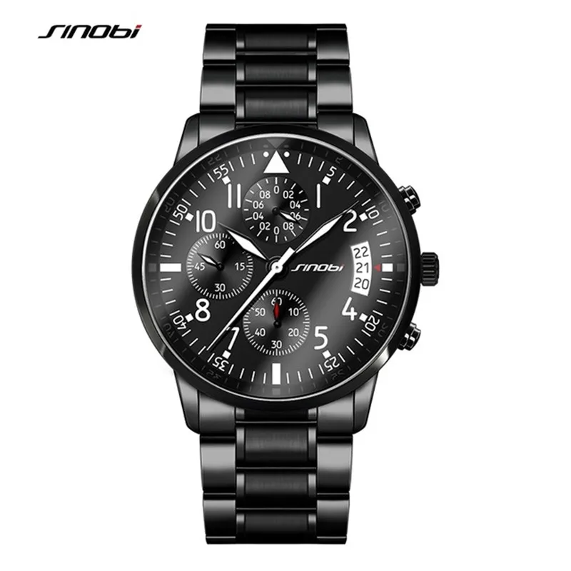 

SINOBI Men Quartz Watches Top Brand Luxury Waterproof Watch Men Fashion Chronograph Reloj Hombre Relogio Masculino Luminous