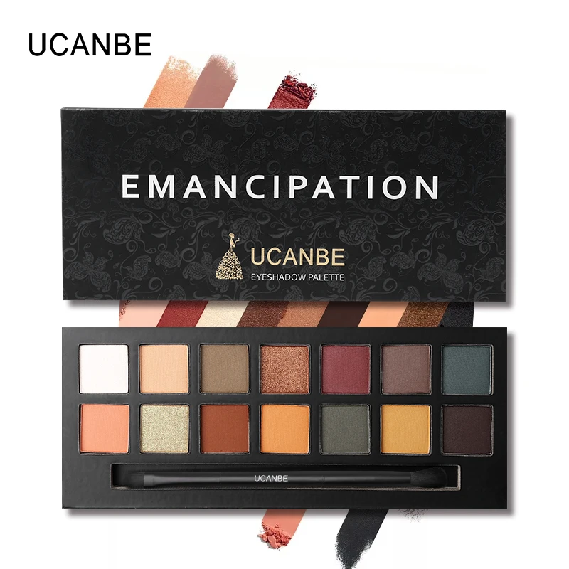 

UCANBE Brand Emancipation14 Color Eyeshadow Makeup Palette Shimmer Matte Pigmented Eye Shadow With Brush Metallic Nude Cosmetics