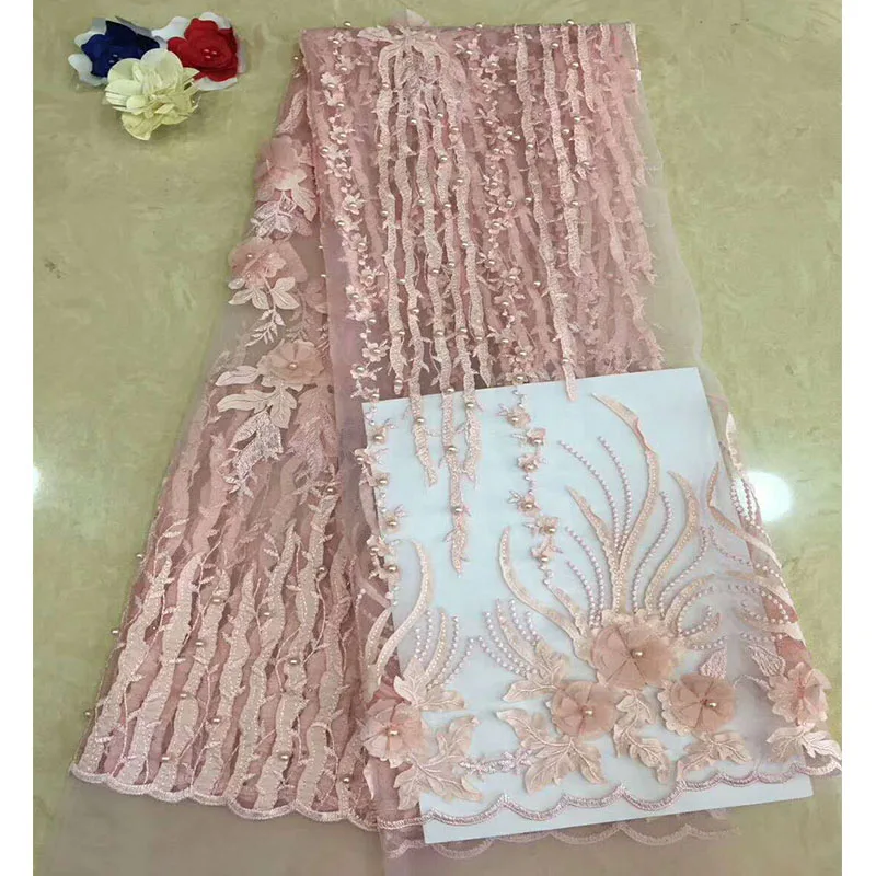 French Lace Fabrics With Beads 2018 African Tulle Fabric Bridal In Peach | Дом и сад