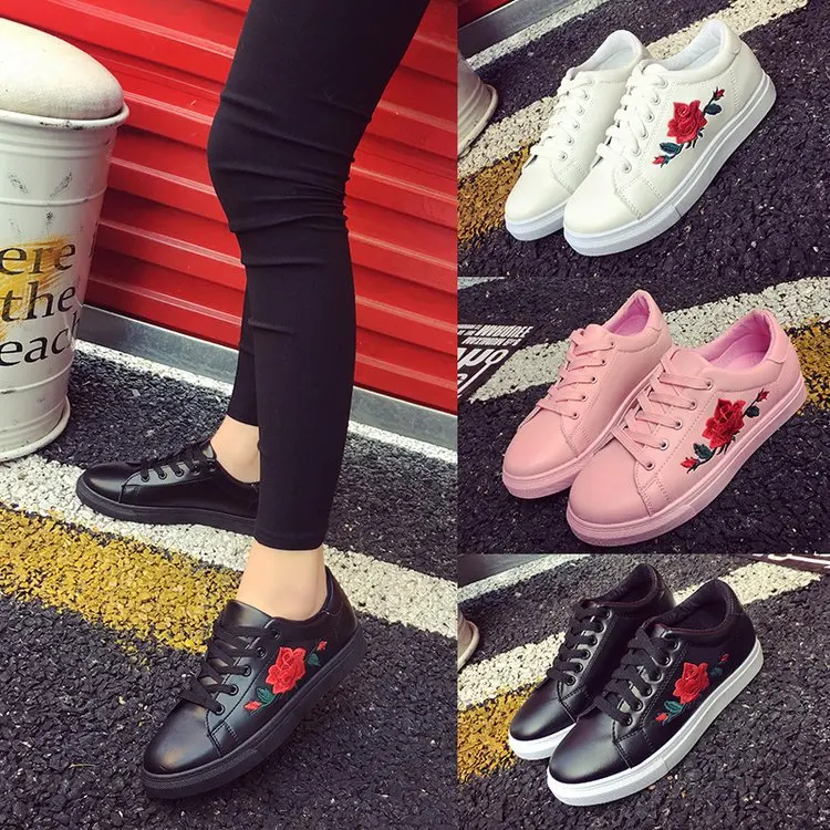 

Spring New Embroidery and Leisure Students Wear Sneakers