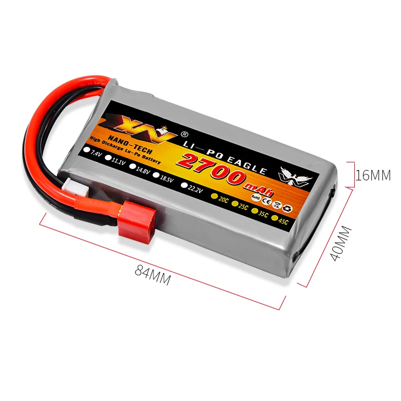 WL Toys RC Car Lipo Battery 12428 12423 7.4V 2700mAh 2S 20C Lipo