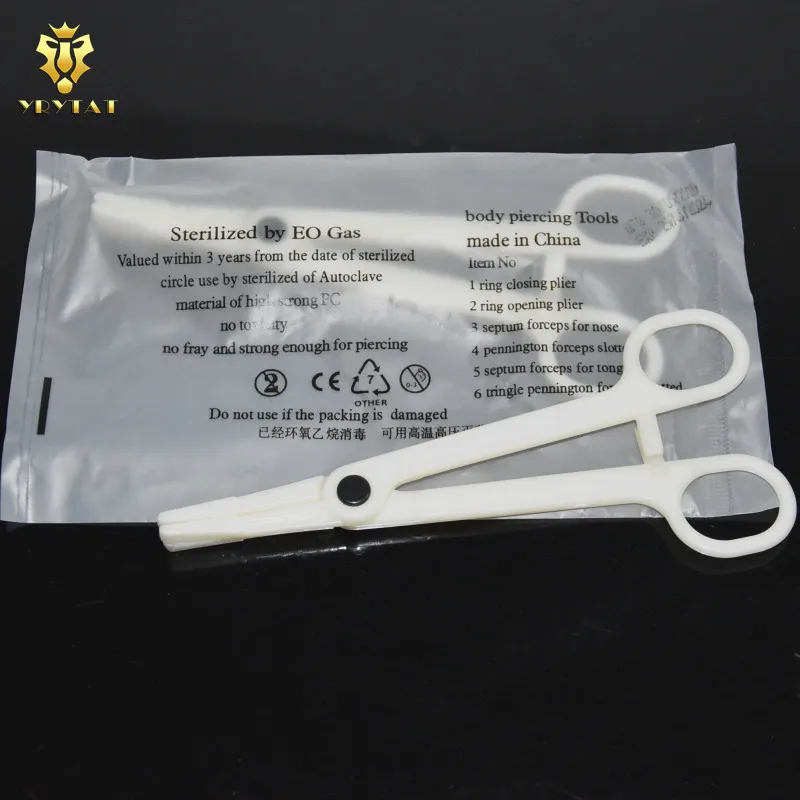 

Lot Of 10pcs Pre-sterilized Disposable Slotted Pennington Forceps Plier Piercing Tool Supply