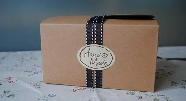 Малый овальные листья печать наклейки Hand Made запеченные DIY подарок печать наклеек 1000 шт./лот