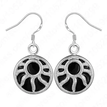 

Hot Enamel Oil Painting Round Hook Dangle Woman Jewelry 925 Sterling Silver Fashion Lady Gift Jewelry 1 Pair Retail