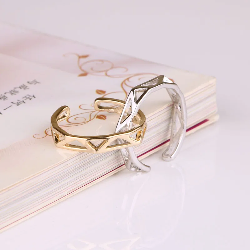 

Hgflyxu Gold and silver color adjustable rings for women Geometric design Simple open ring 2019 jewelry
