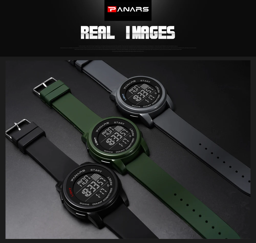 PANARS повседневные мужские цифровые часы спортивные водонепроницаемые часы с хронографом часы с будильником для бега светящиеся цифровые часы