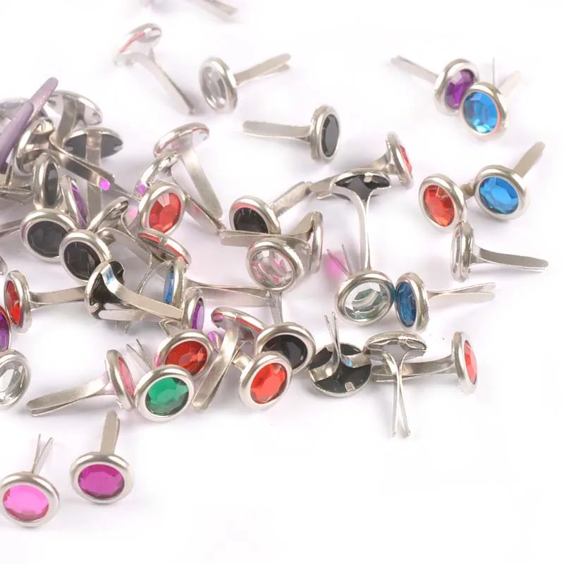 

50pcs 8.5X15mm Mix Rhinestone Brads Scrapbook Paper Crafting Embellishment Fastener Brad Metal Crafts For DIY Decoration c1115