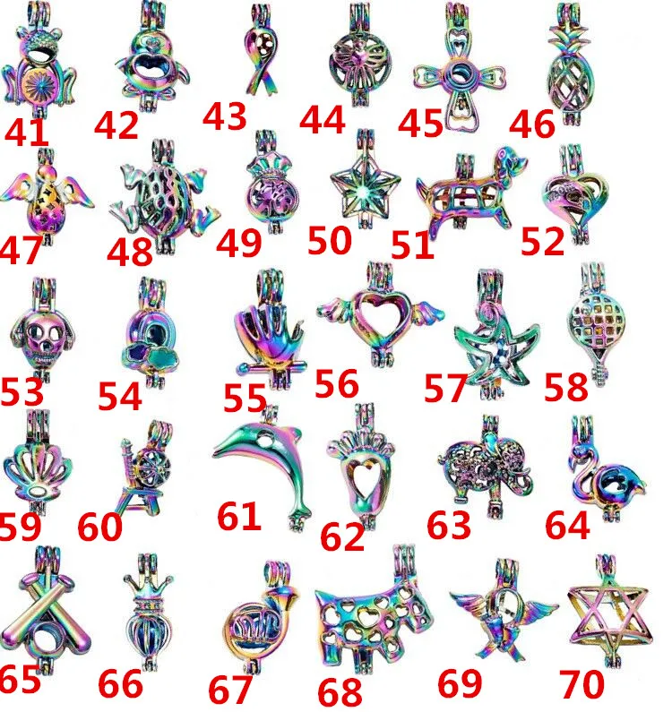 

10/30/50/70pc Free Shipping Mixed Colorful Pearl Cage Bead Cage Essential Oil Diffuser Locket Pendant DIY Gift Jewelry Wholesale