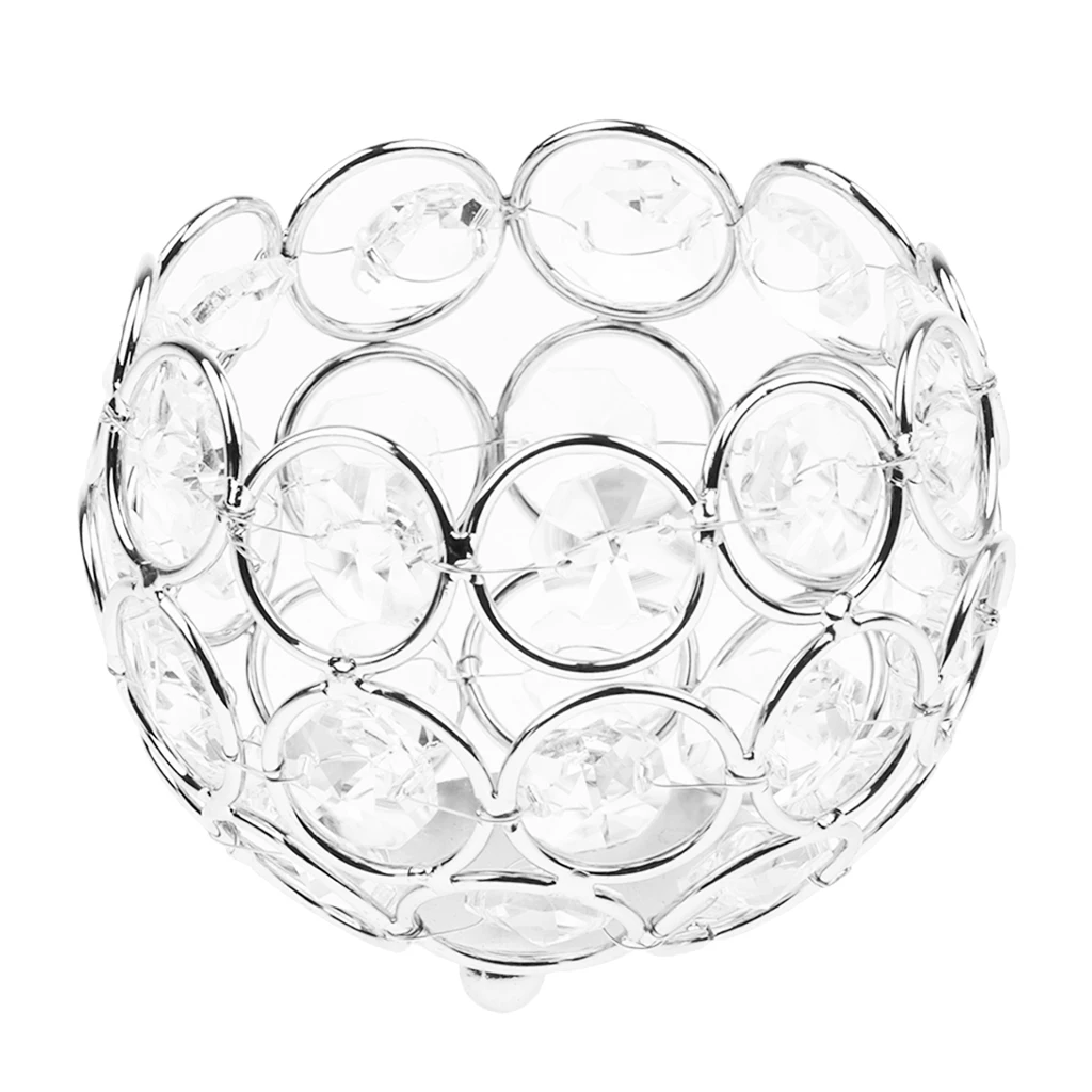 European Votive Tea Light Candle Holders Silver/Gold Crystal Beads Candlestick Wedding Table Centerpieces Home Office Decor