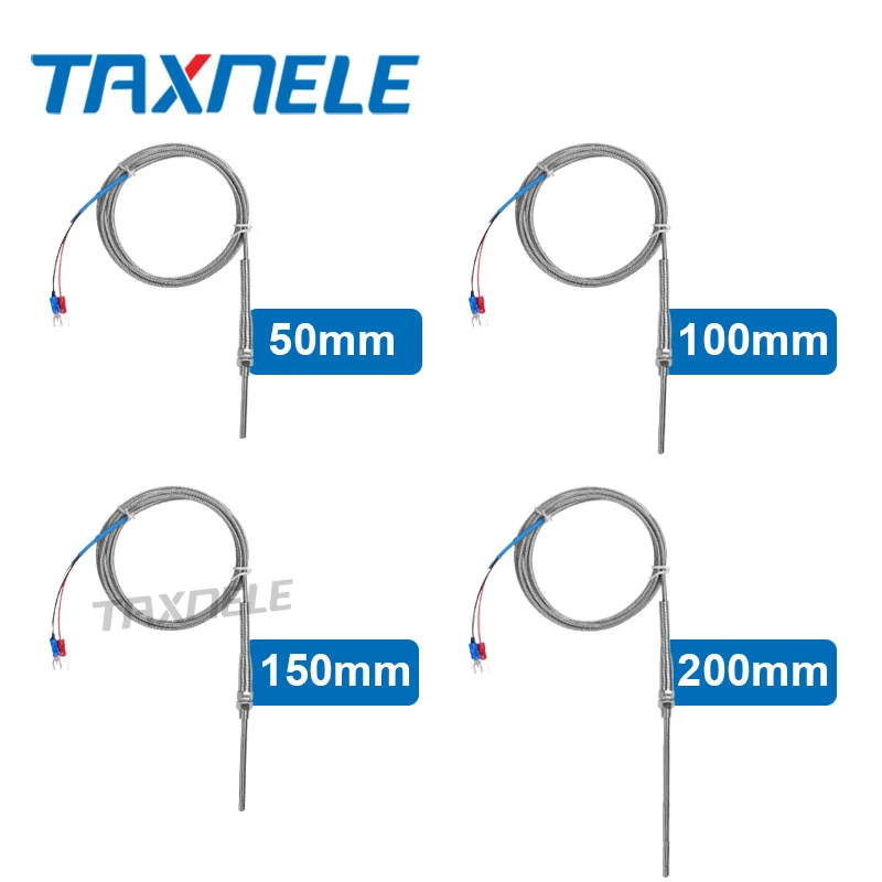 K J Тип термопары из нержавеющей стали зонд термопары 50 мм 100 мм 150 мм 200 мм 2 м кабель термопары 0~ 400C датчик температуры