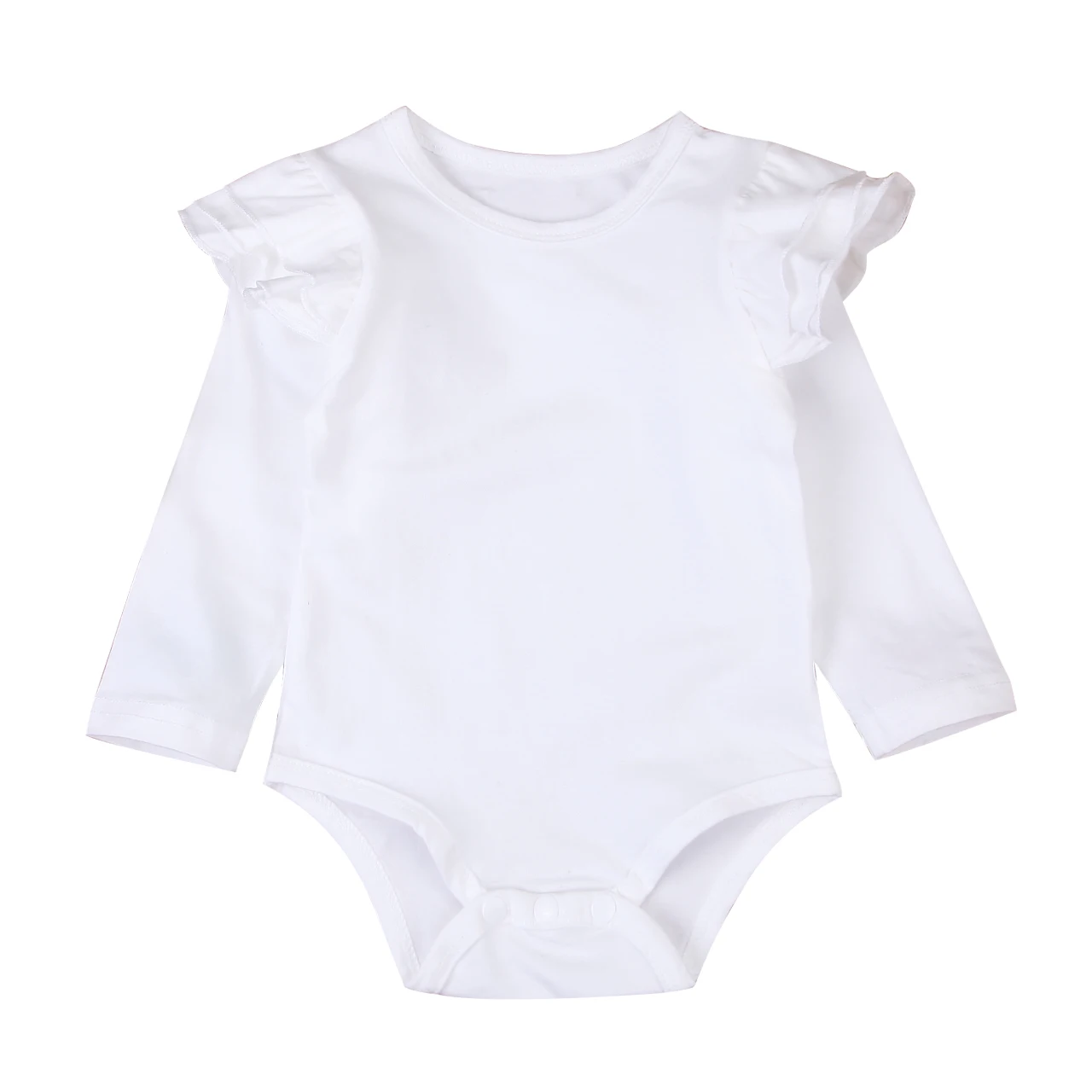 Летний однотонный комбинезон для новорожденных девочек, Униформа-комбинезон с длинными рукавами - Цвет: Белый