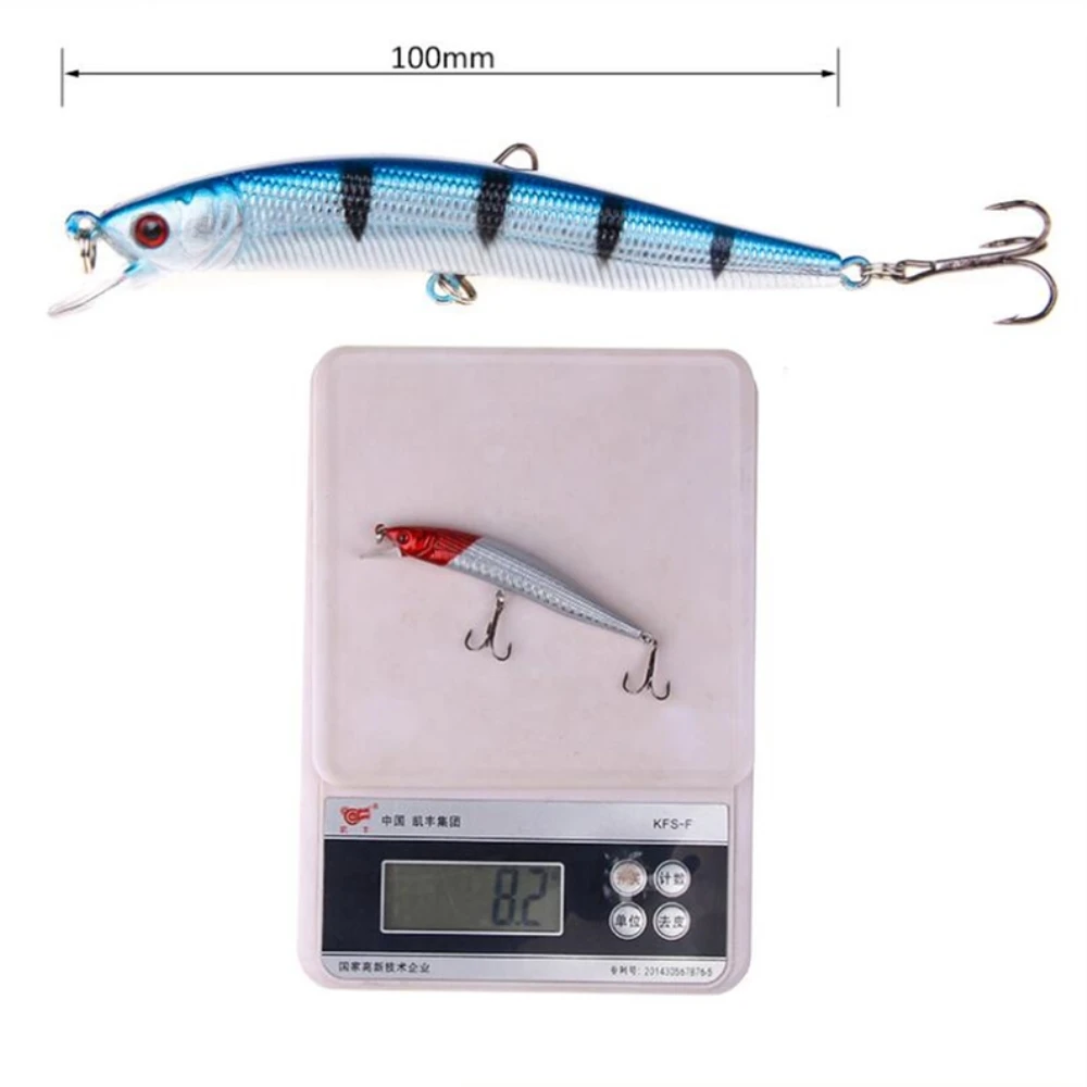 1 unids/lote señuelo de Pesca 3D ojos flotando Minnow Aritificial láser Wobblers Crankbait de plástico duro de Pesca 6 gancho de Pesca