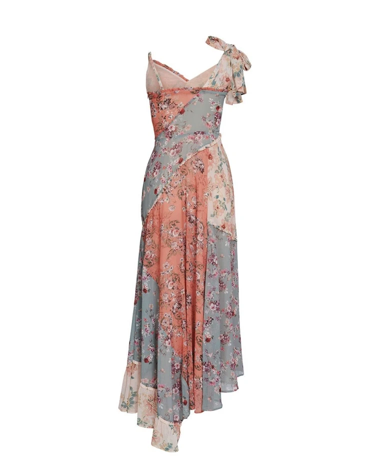 Цветное высококачественное дизайнерское платье для подиума летнее оранжевое элегантное лоскутное пляжное платье с цветочным принтом и тонкими лямками