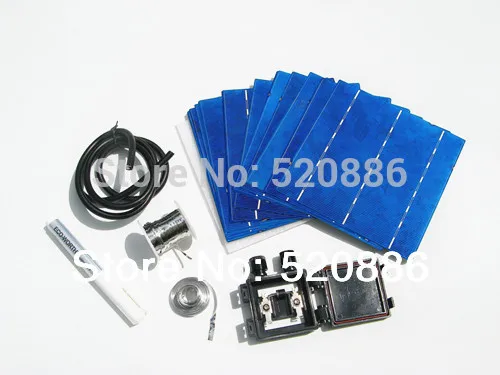 

Hot DIY 160W Solar Panel Kit 40pcs 6x6 Solar Cell + Tab Bus Flux Pen J-box Wire 4W Per Piece