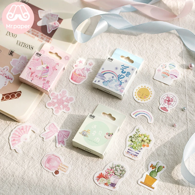 

Mr.paper 50Pcs/box Japanese Kawaii Stickers Scrapbooking Miracles of the Namiya General Store Series Student Stationery Stickers
