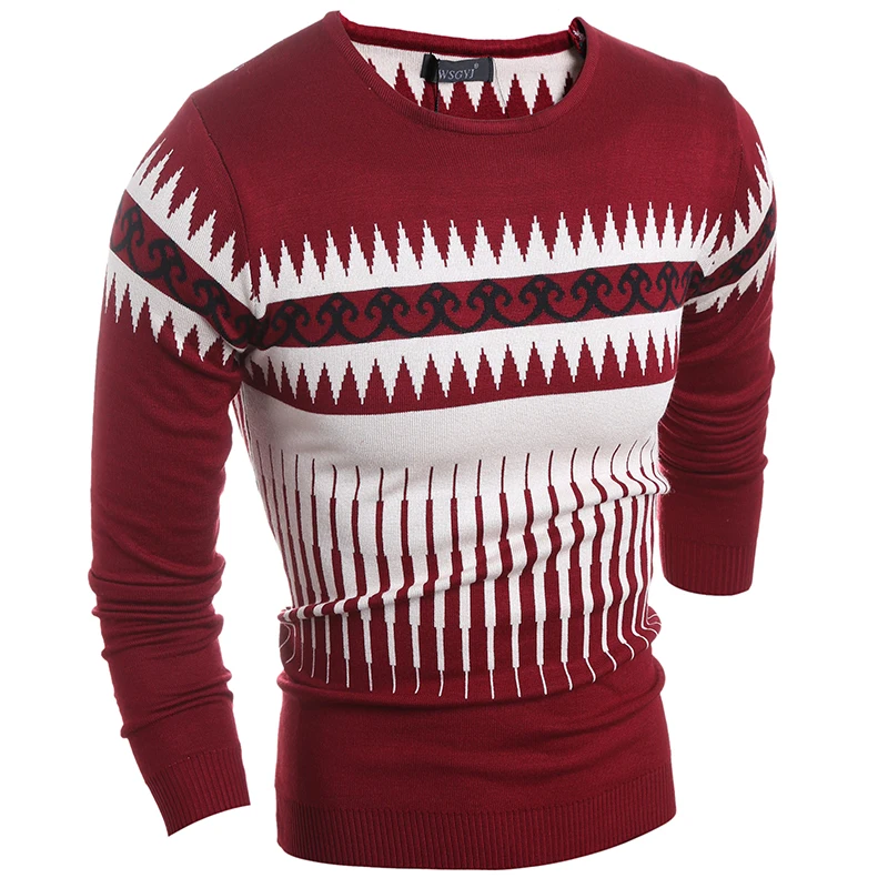 New Pattern Style Men Knitted Sweater Red Winter Men's Jumpers 2016 ...